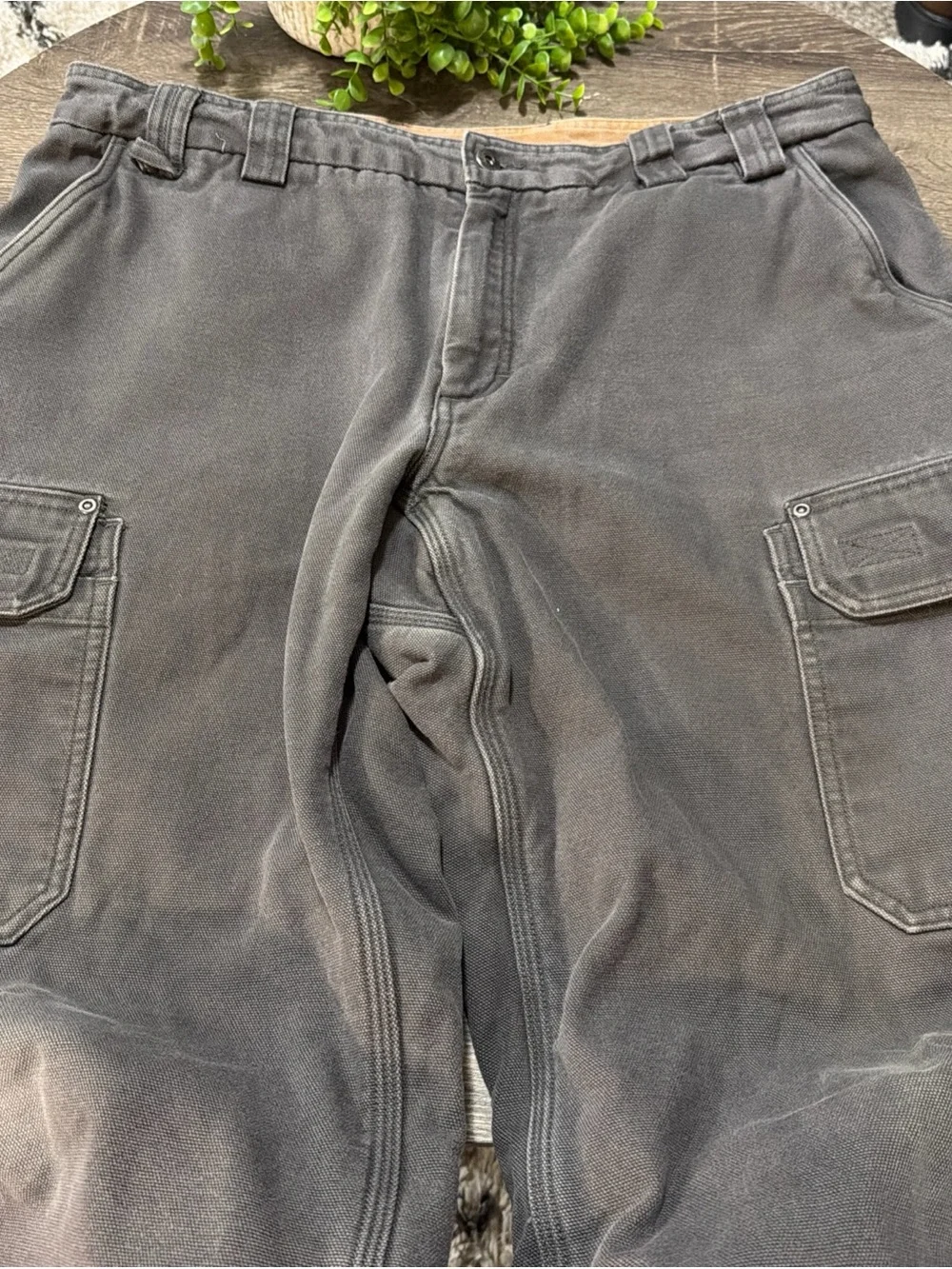 Duluth Trading Co Cargo  Mens 40x32 Dark Gray Fleece Lined Workwear Pants